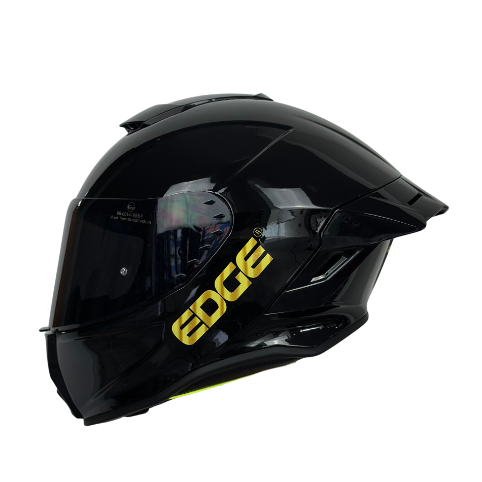 Casco EDGE Integral Shanghai Sólido Negro Logo Dorado Brillante Certificación DOT I ECE
