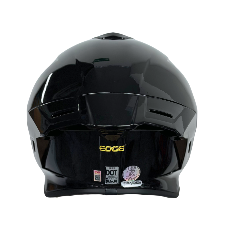 Casco EDGE Integral Shanghai Sólido Negro Logo Dorado Brillante Certificación DOT I ECE