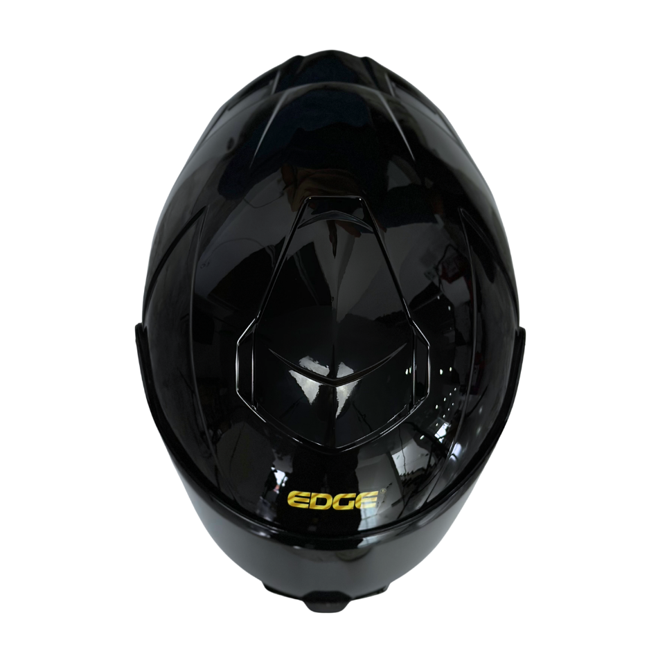 Casco EDGE Integral Shanghai Sólido Negro Logo Dorado Brillante Certificación DOT I ECE