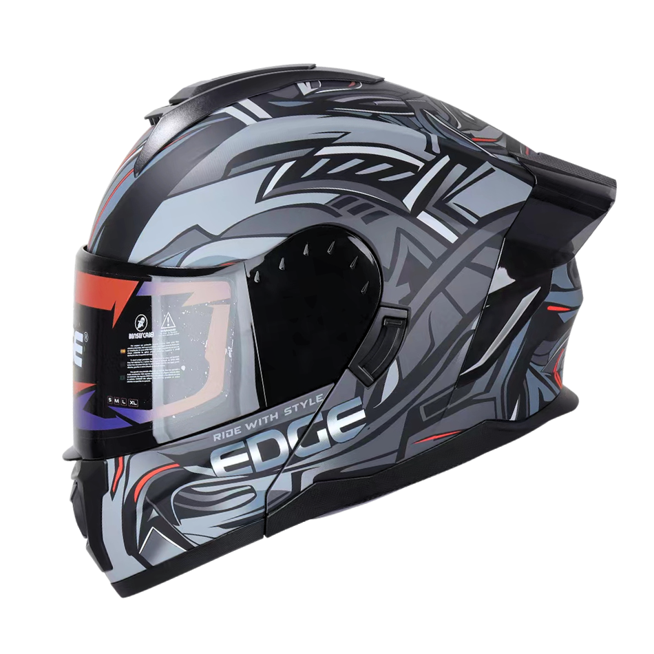 Casco EDGE Abatible Boston Steelix Gris Certificación DOT I ECE