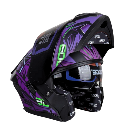 Casco EDGE Abatible Boston Steelix Morado Certificación DOT I ECE