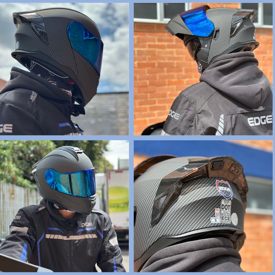 Casco EDGE Abatible Boston Diseño Carbón Certificación DOT I ECE