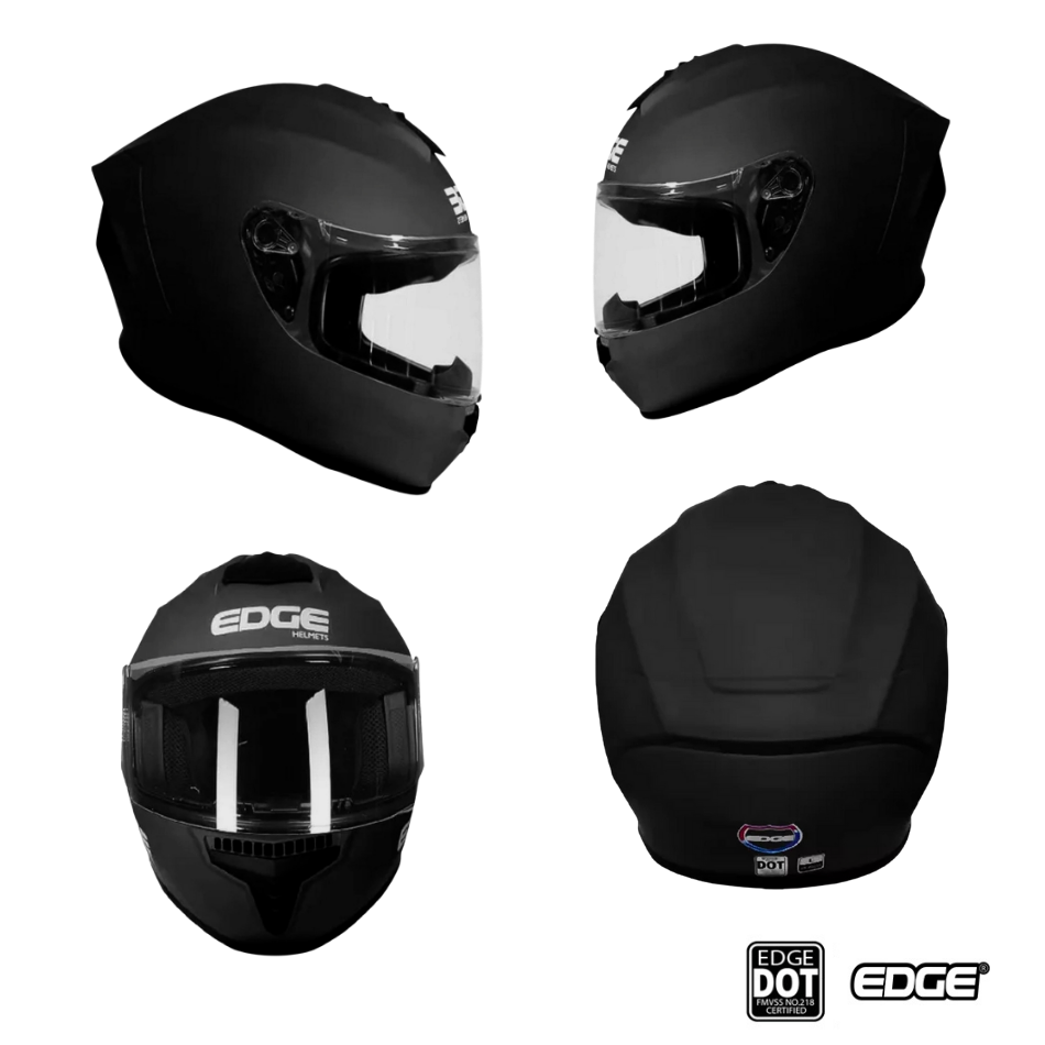 Casco EDGE Integral Frankie Solido Negro Certificación DOT