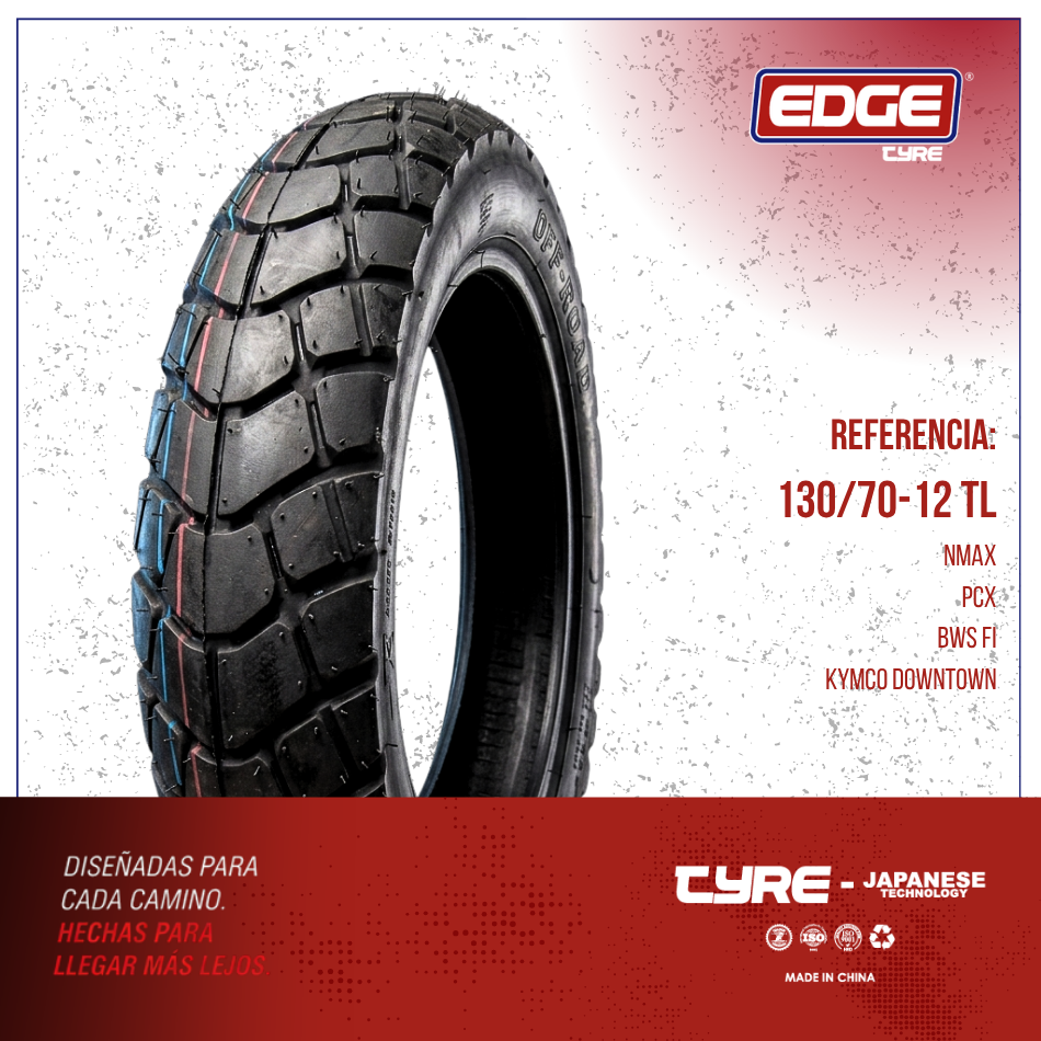 Llantas de Motocicletas EDGE Tamano  - ED69-130/70-12