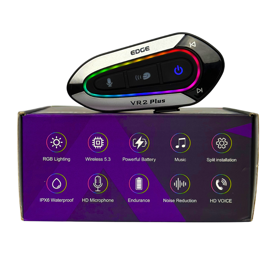 Intercomunicador para Casco de Moto Edge VR2 PLUS Bidireccional 2 Conductores