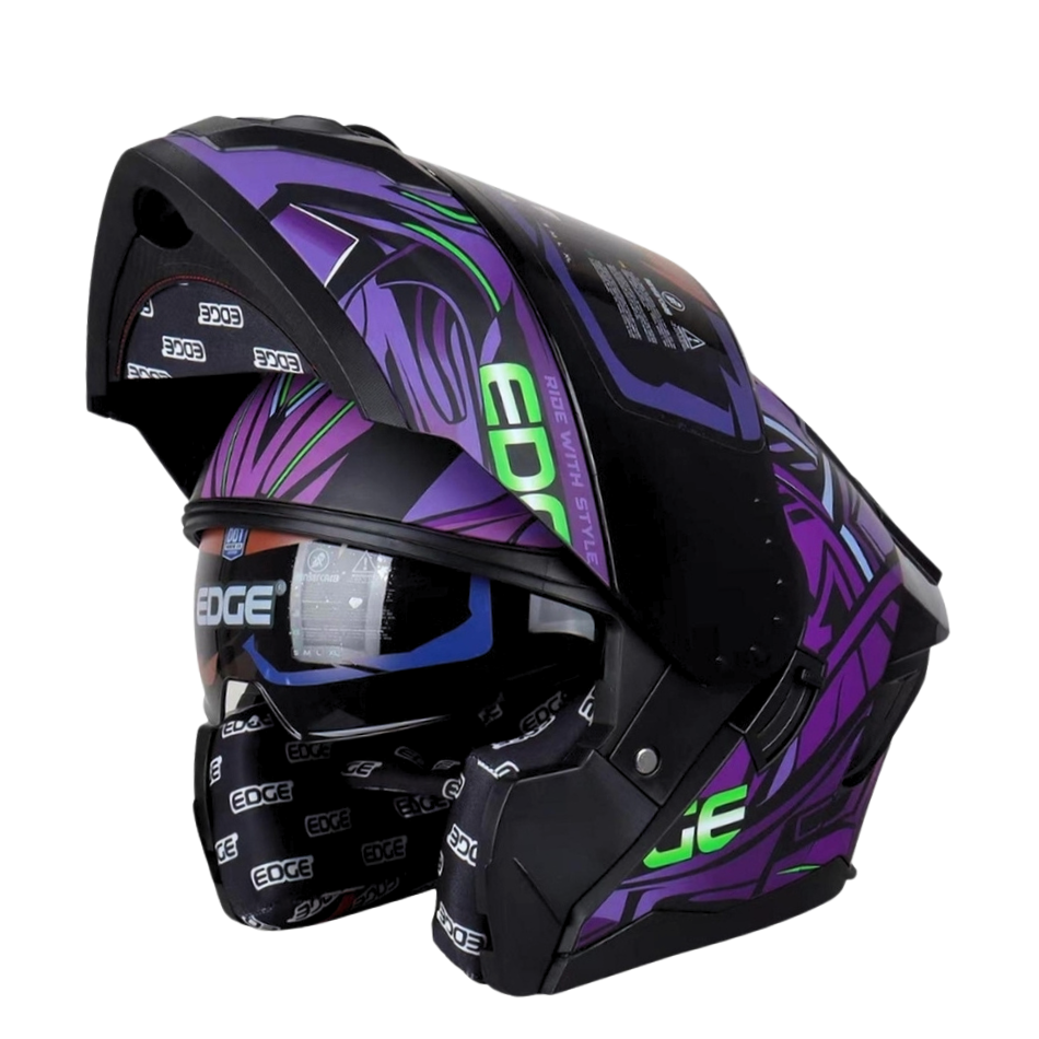 Casco EDGE Abatible Boston Steelix Morado Certificación DOT I ECE