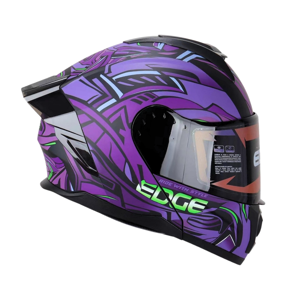 Casco EDGE Abatible Boston Steelix Morado Certificación DOT I ECE
