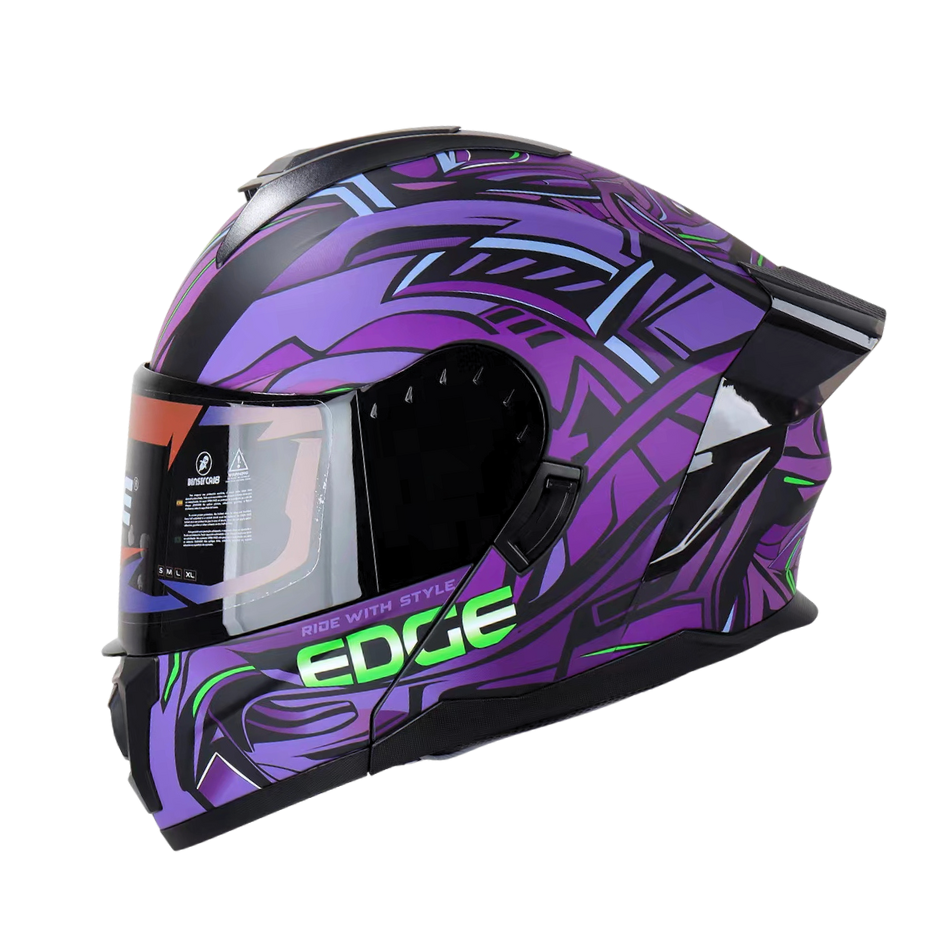 Casco EDGE Abatible Boston Steelix Morado Certificación DOT I ECE