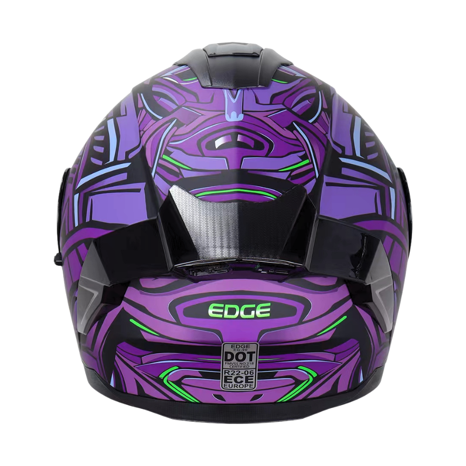 Casco EDGE Abatible Boston Steelix Morado Certificación DOT I ECE