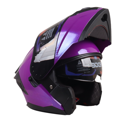 Casco EDGE Abatible Boston Sólido Morado Certificación DOT I ECE