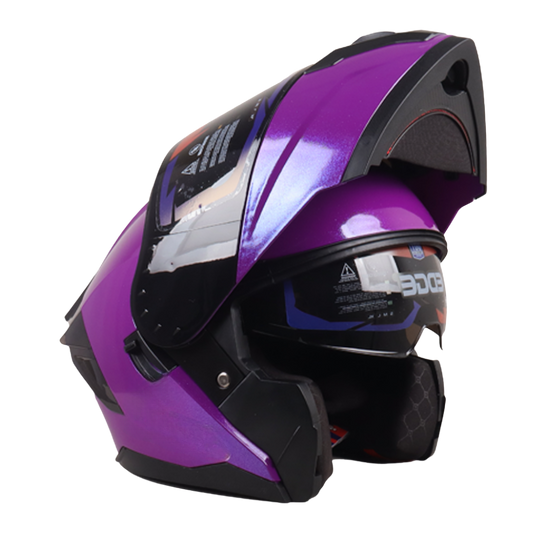 Casco EDGE Abatible Boston Sólido Morado Certificación DOT I ECE