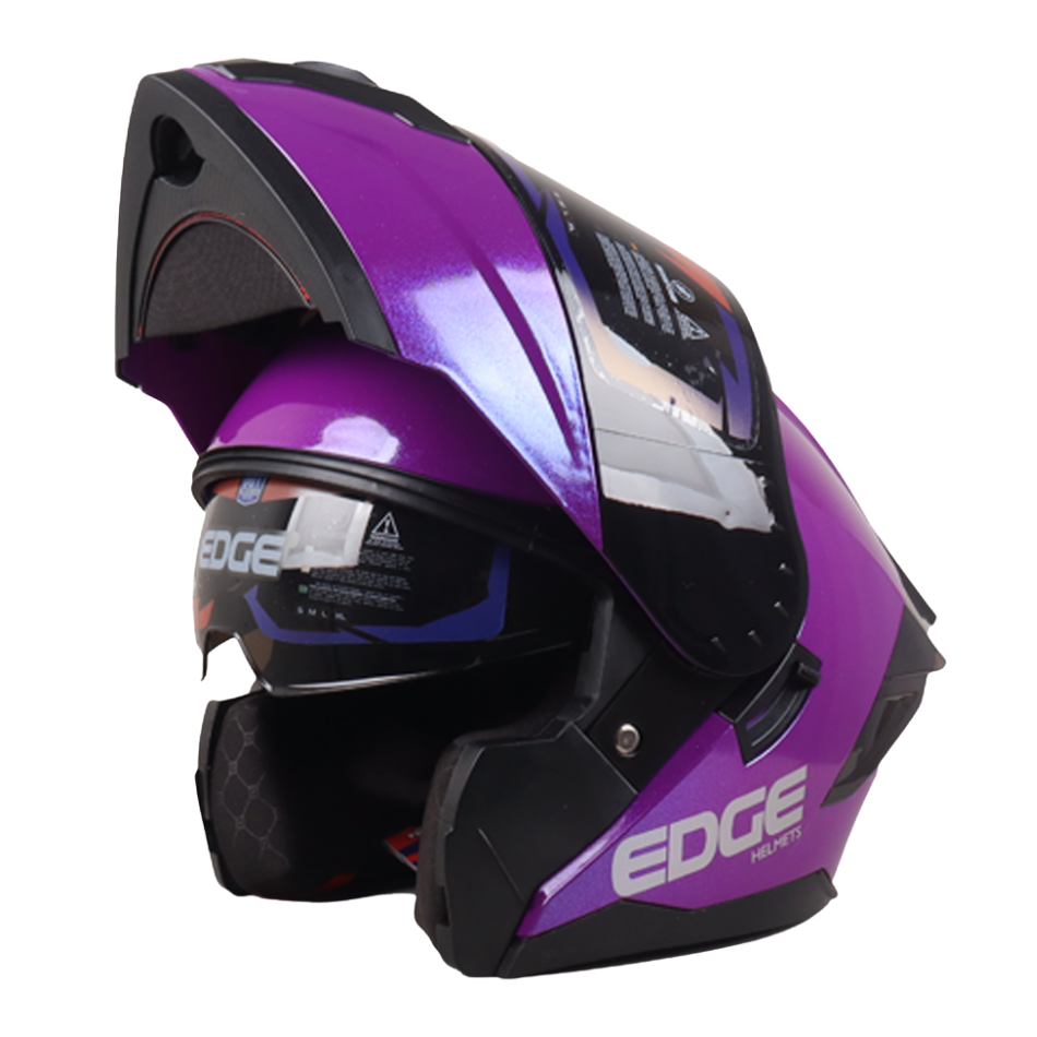 Casco EDGE Abatible Boston Sólido Morado Certificación DOT I ECE