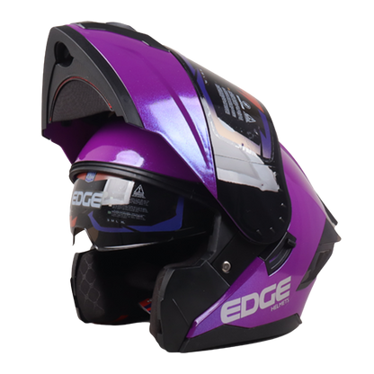 Casco EDGE Abatible Boston Sólido Morado Certificación DOT I ECE