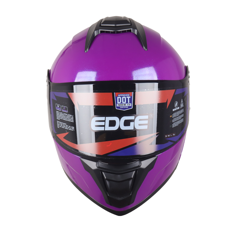 Casco EDGE Abatible Boston Sólido Morado Certificación DOT I ECE