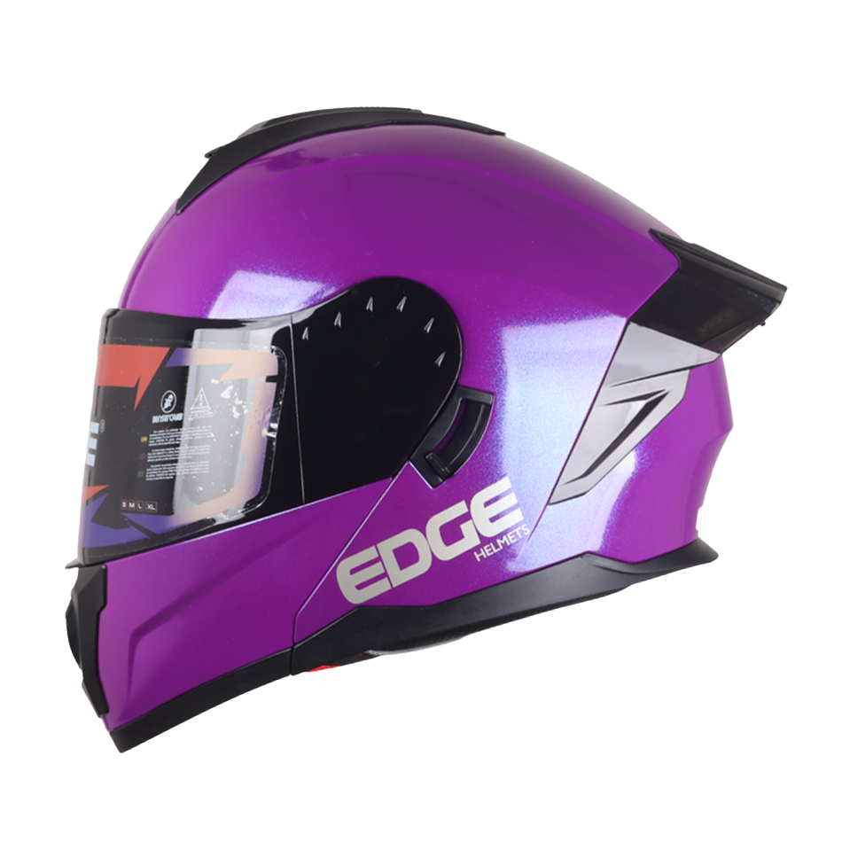 Casco EDGE Abatible Boston Sólido Morado Certificación DOT I ECE