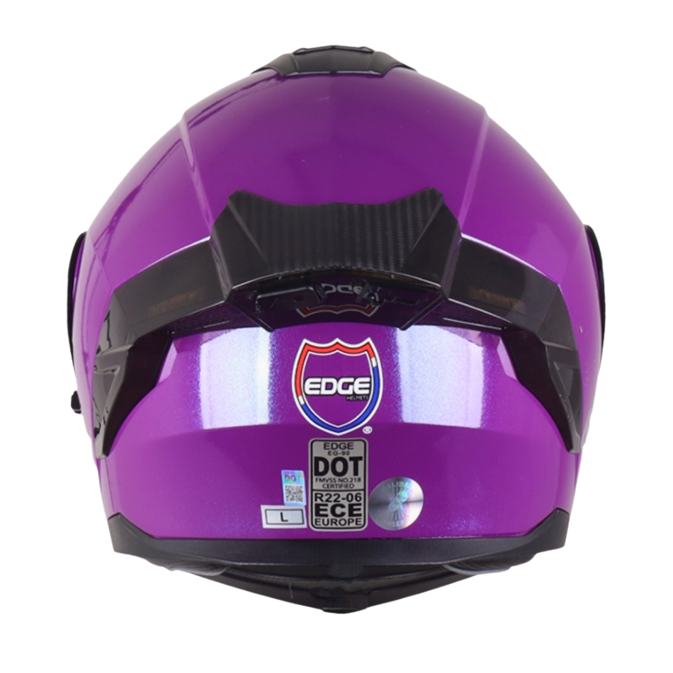 Casco EDGE Abatible Boston Sólido Morado Certificación DOT I ECE