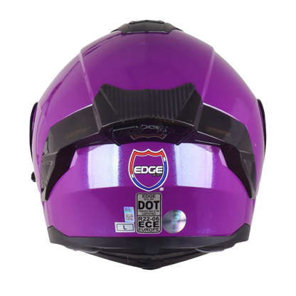 Casco EDGE Abatible Boston Sólido Morado Certificación DOT I ECE