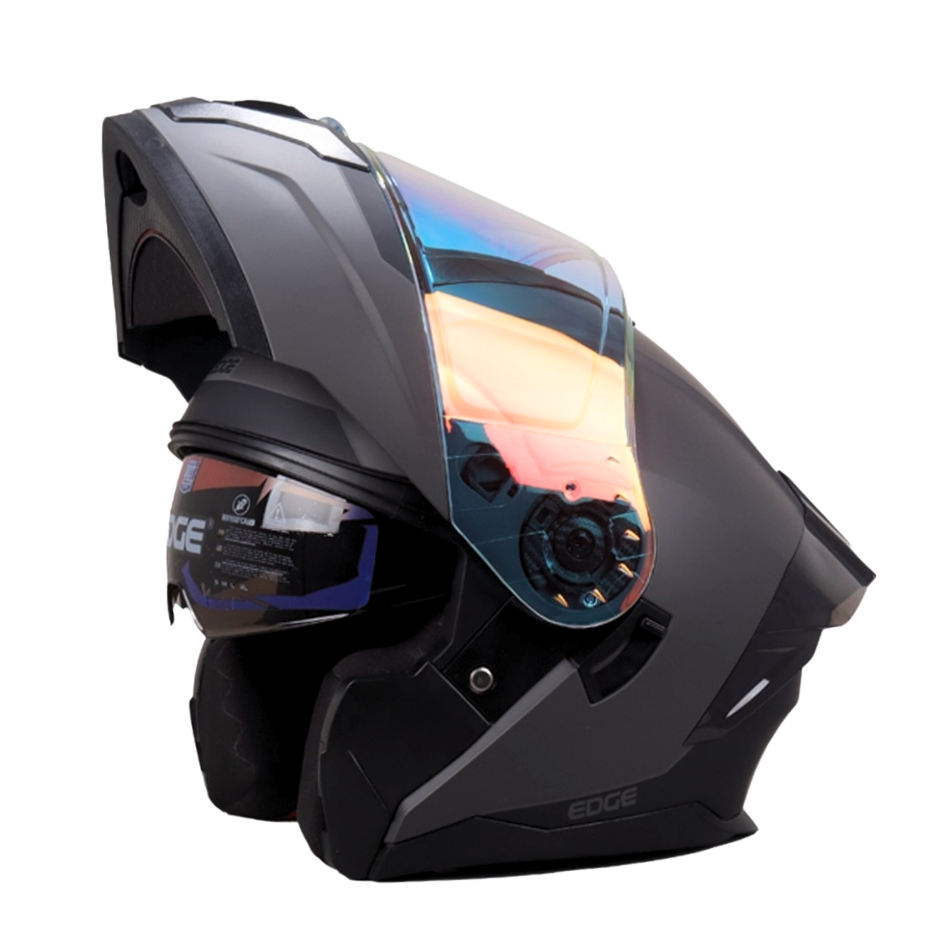 Casco EDGE Abatible Boston Solido Gris Certificación DOT I ECE