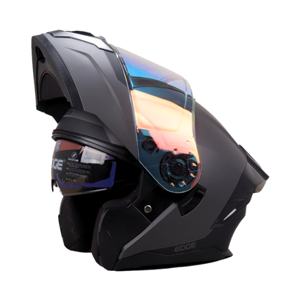 Casco EDGE Abatible Boston Solido Gris Certificación DOT I ECE
