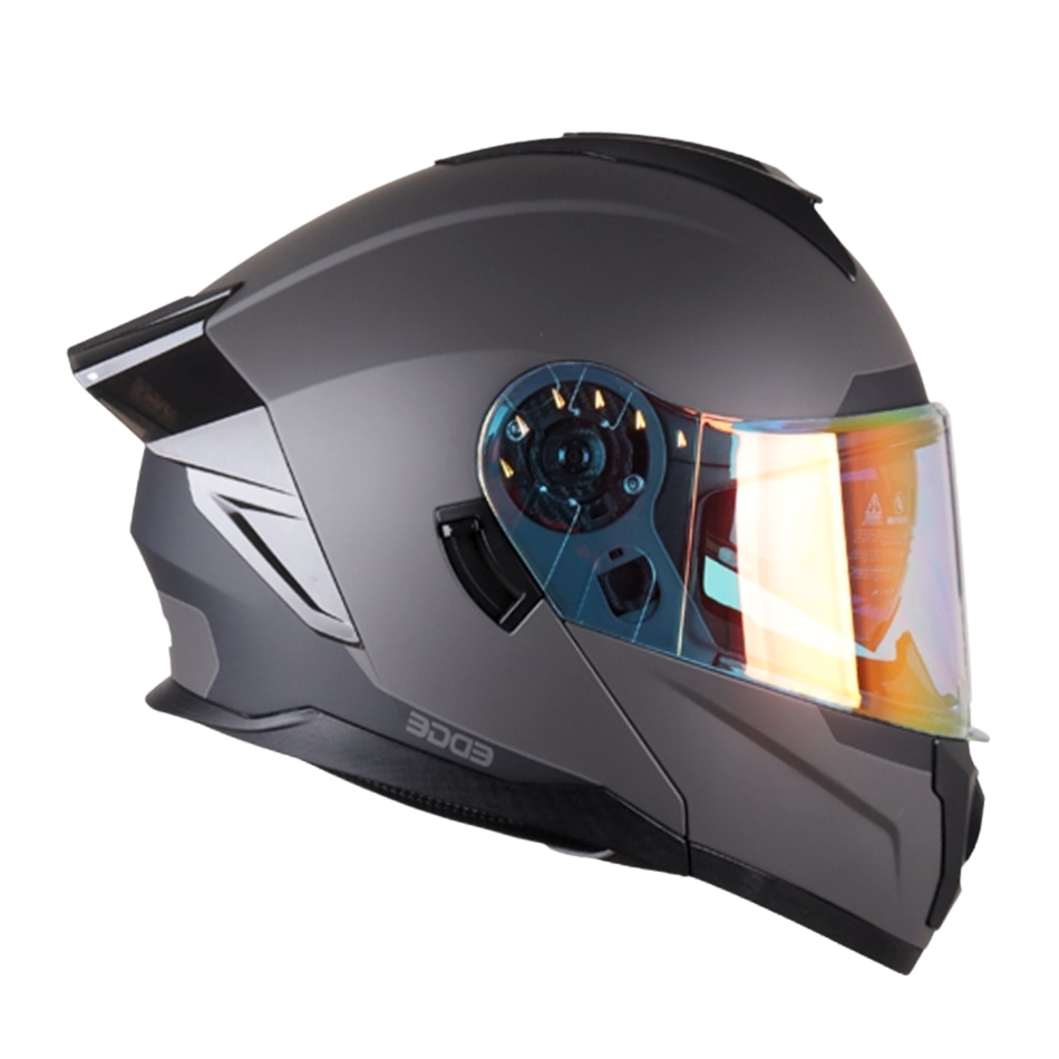 Casco EDGE Abatible Boston Solido Gris Certificación DOT I ECE