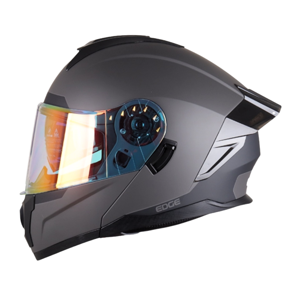 Casco EDGE Abatible Boston Solido Gris Certificación DOT I ECE
