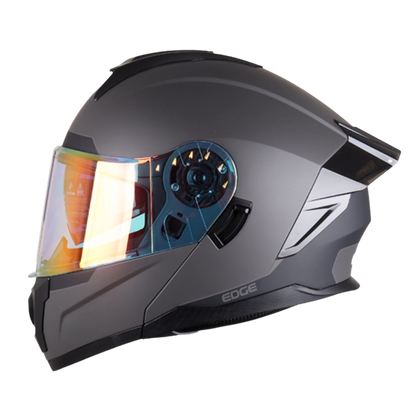 Casco EDGE Abatible Boston Solido Gris Certificación DOT I ECE