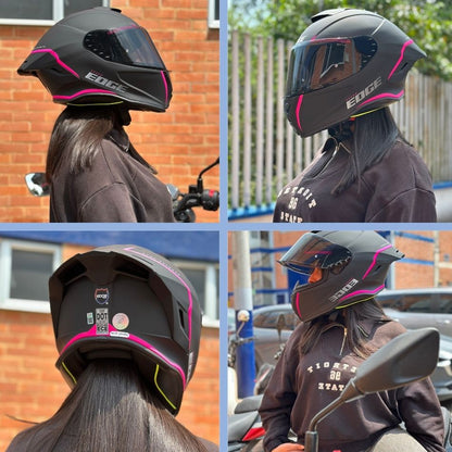 Casco EDGE Integral Shanghai Rush Negro/Rosado DOT-ECE