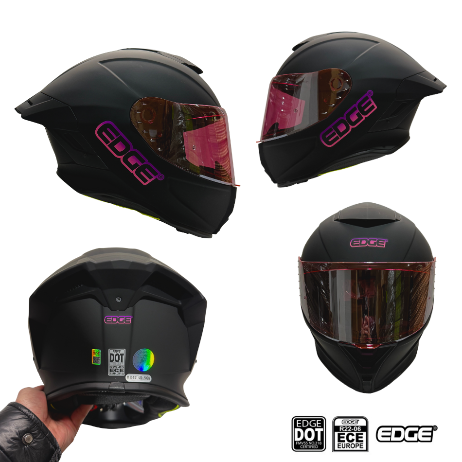 Casco EDGE Integral Shanghai Sólido Logo Rosa Certificación DOT I ECE