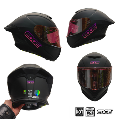 Casco EDGE Integral Shanghai Sólido Logo Rosa Certificación DOT I ECE