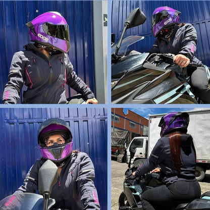 Casco EDGE Abatible Boston Sólido Morado Certificación DOT I ECE