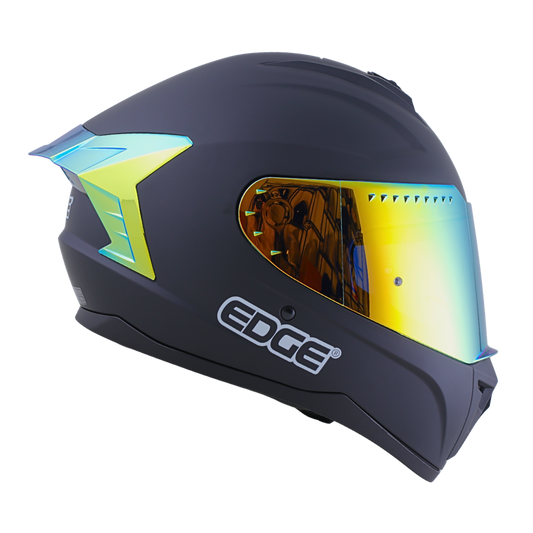 Casco EDGE Integral Extreme Solido Negro / Dorado Metalizado Certificación DOT I ECE