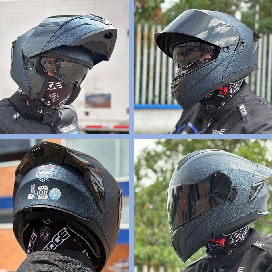 Casco EDGE Abatible Boston Sólido Azul Certificación DOT | ECE