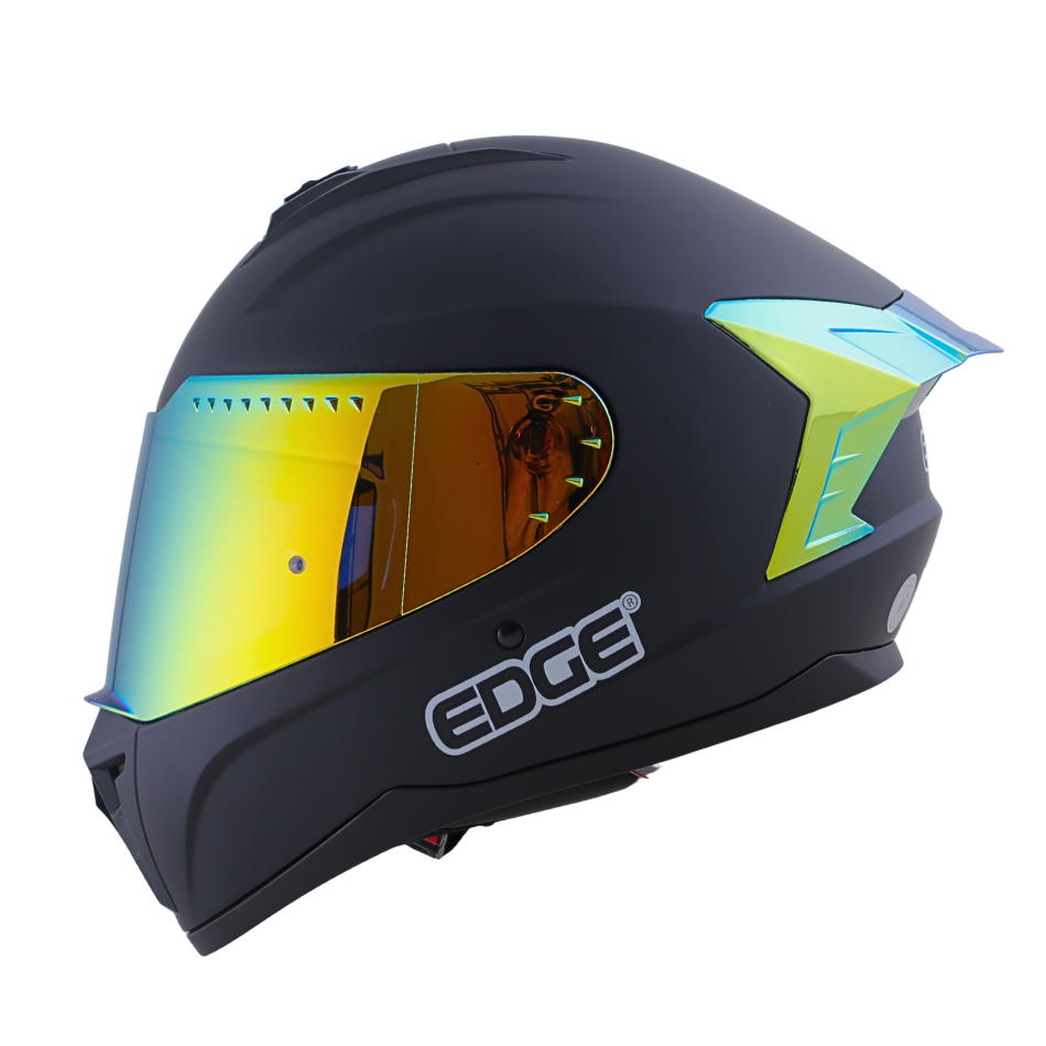 Casco EDGE Integral Extreme Solido Negro / Dorado Metalizado Certificación DOT I ECE