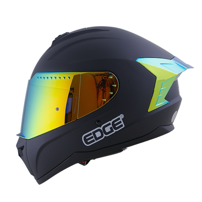 Casco EDGE Integral Extreme Solido Negro / Dorado Metalizado Certificación DOT I ECE