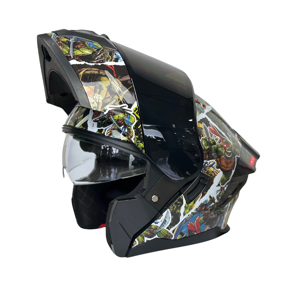 Casco Nickelodeon Abatible Boston Tortugas Ninja Brillante