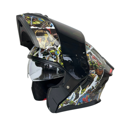 Casco Nickelodeon Abatible Boston Tortugas Ninja Brillante
