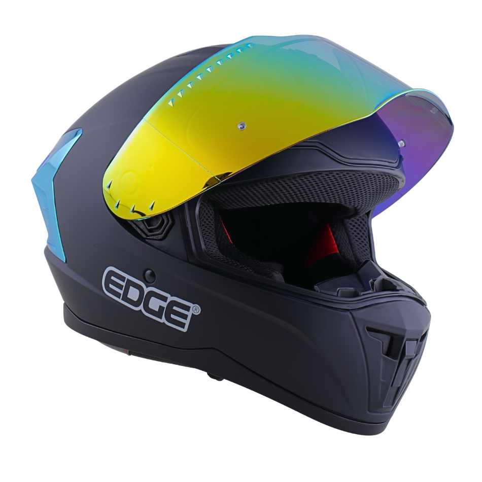 Casco EDGE Integral Extreme Solido Negro / Dorado Metalizado Certificación DOT I ECE