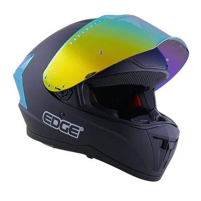 Casco EDGE Integral Extreme Solido Negro / Dorado Metalizado Certificación DOT I ECE