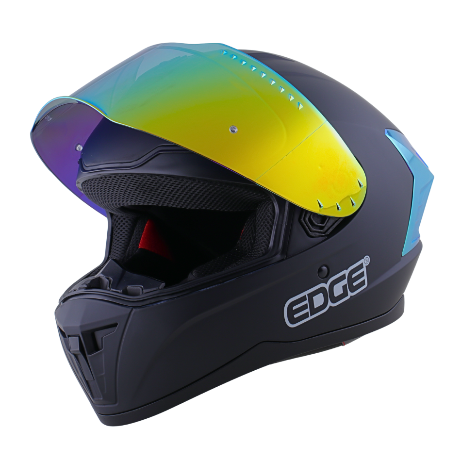 Casco EDGE Integral Extreme Solido Negro / Dorado Metalizado Certificación DOT I ECE