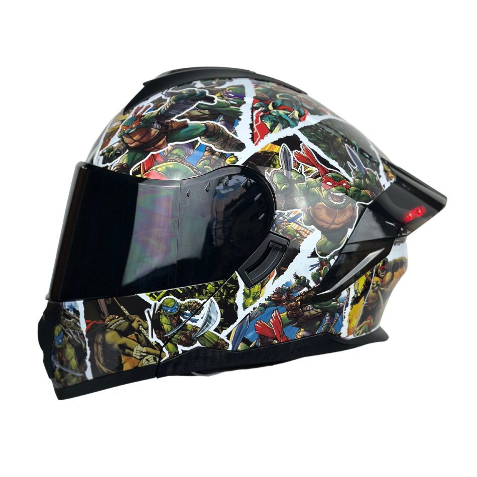 Casco Nickelodeon Abatible Boston Tortugas Ninja Brillante