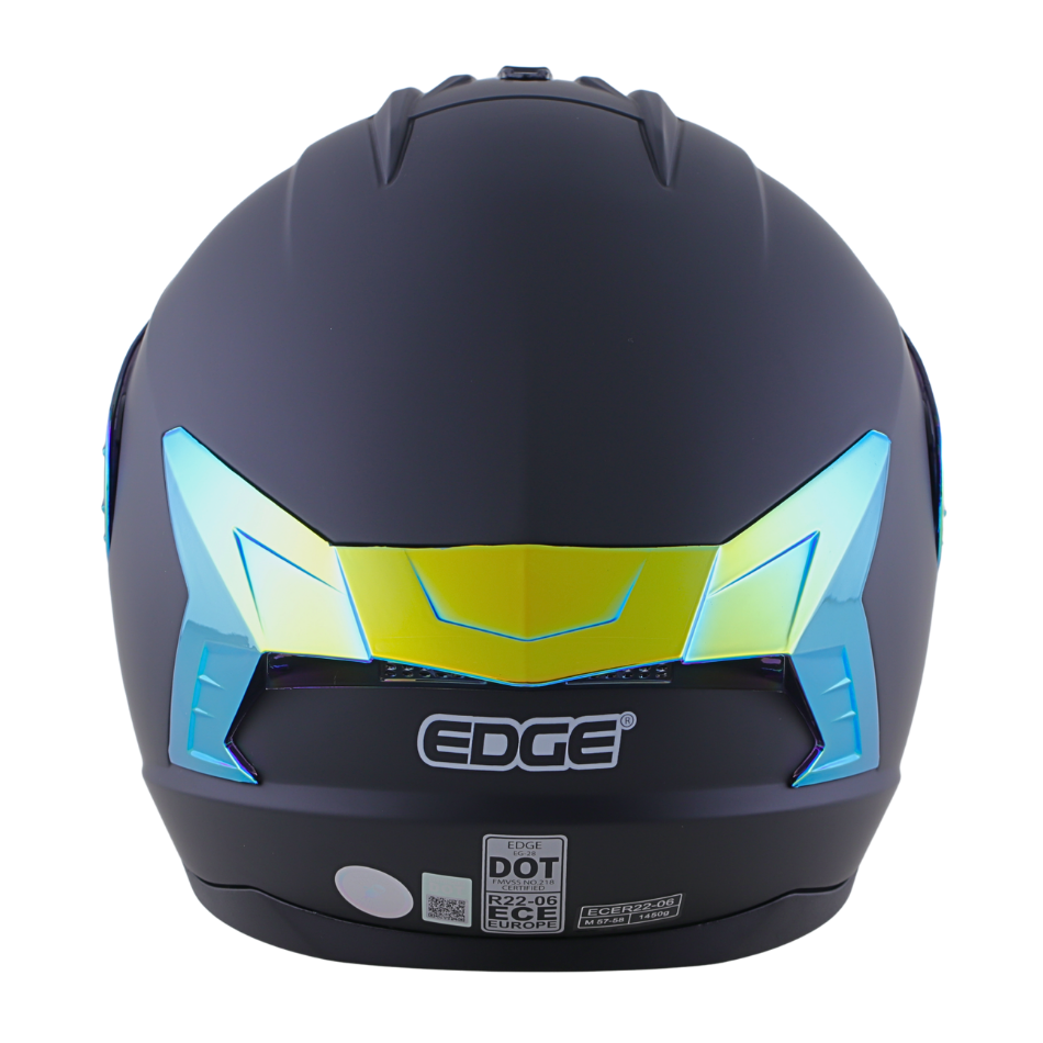 Casco EDGE Integral Extreme Solido Negro / Dorado Metalizado Certificación DOT I ECE