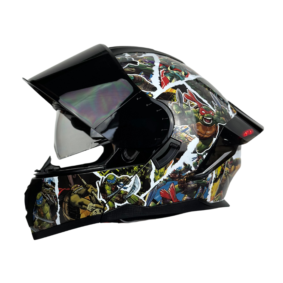Casco Nickelodeon Abatible Boston Tortugas Ninja Brillante