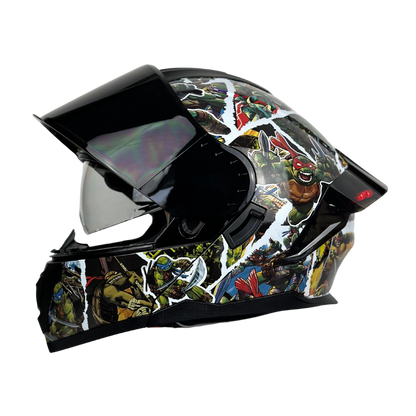 Casco Nickelodeon Abatible Boston Tortugas Ninja Brillante