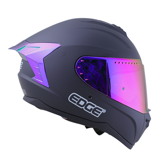 Casco EDGE Integral Extreme Solido Negro / Morado Metalizado Certificación DOT I ECE