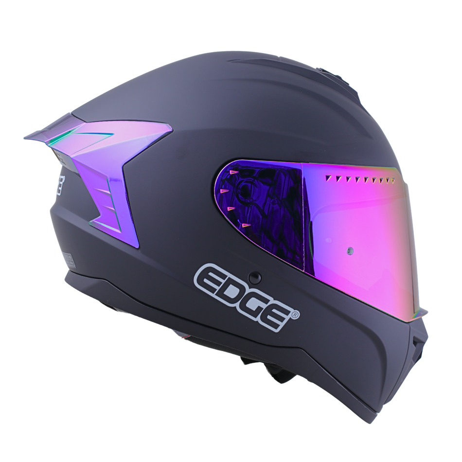Casco EDGE Integral Extreme Solido Negro / Morado Metalizado Certificación DOT I ECE