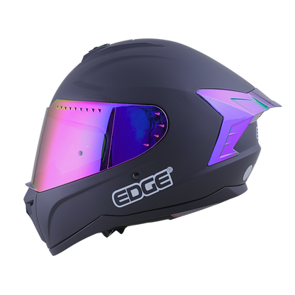 Casco EDGE Integral Extreme Solido Negro / Morado Metalizado Certificación DOT I ECE