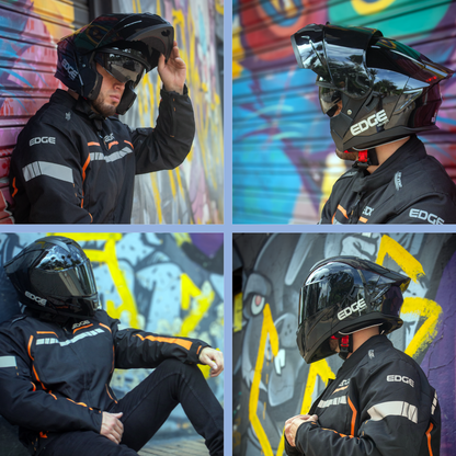 Casco EDGE Abatible Boston Sólido Negro Certificación DOT I ECE
