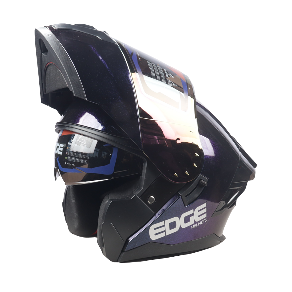 Casco Edge Abatible Boston Camaleón Morado Brillante
