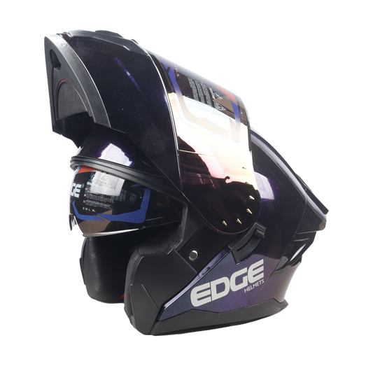 Casco Edge Abatible Boston Camaleón Morado Brillante