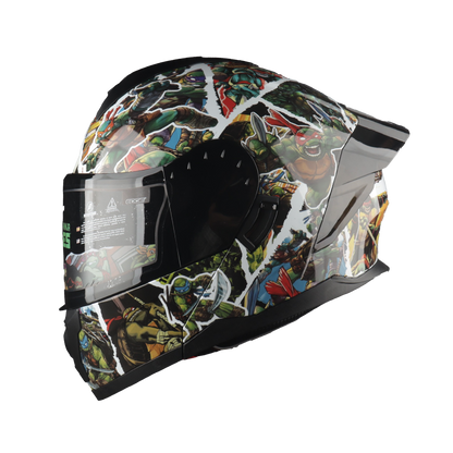 Casco Nickelodeon Abatible Boston Tortugas Ninja Brillante